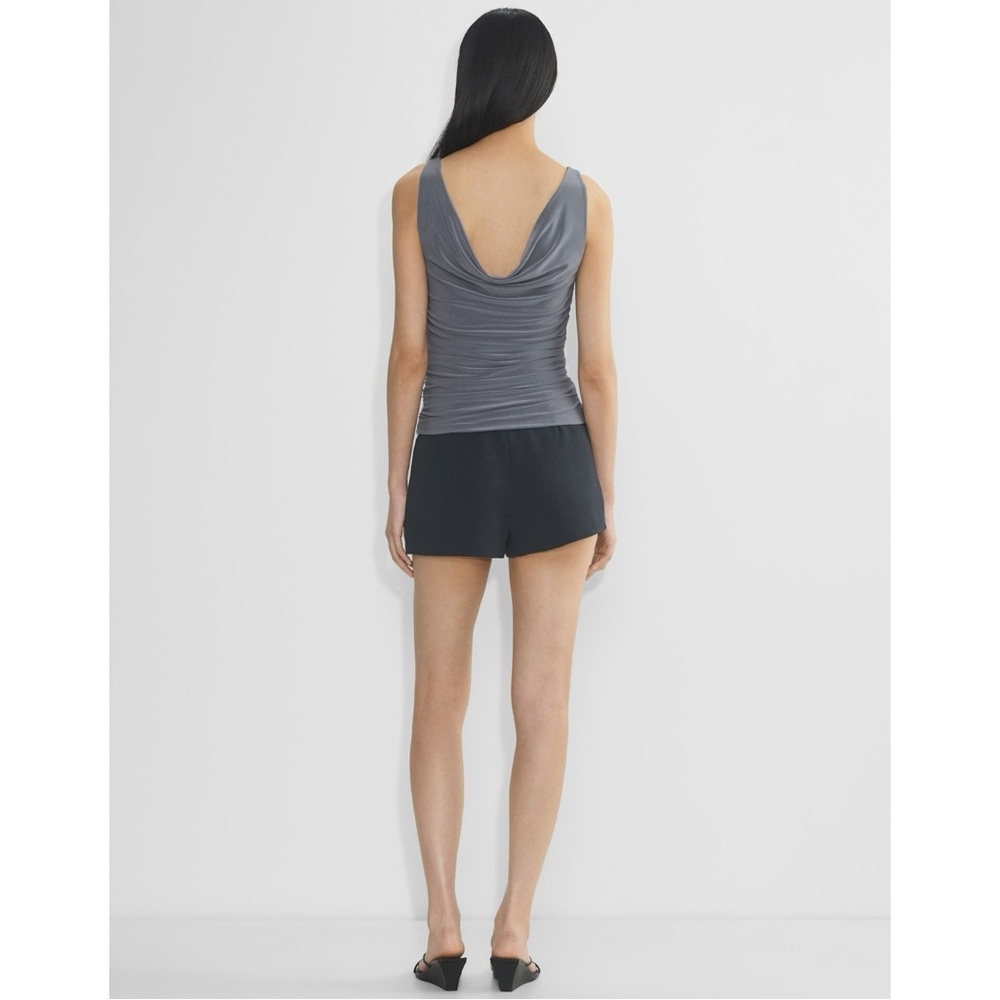 Wilfred Smooth Matter Clarissa Gray Blue Sleek Drapey Cowlneck DressTop sz S - Picture 3 of 11